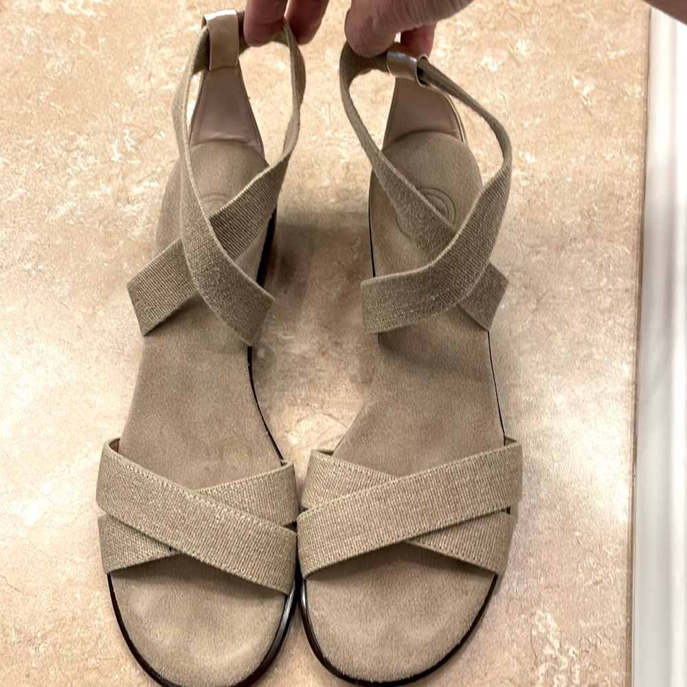 Beautiful beige linen sandals